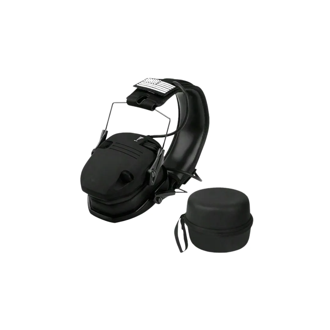 Electronic Shooting Ear Muffs - Noise Reduction with Protective Carry Case - Black
