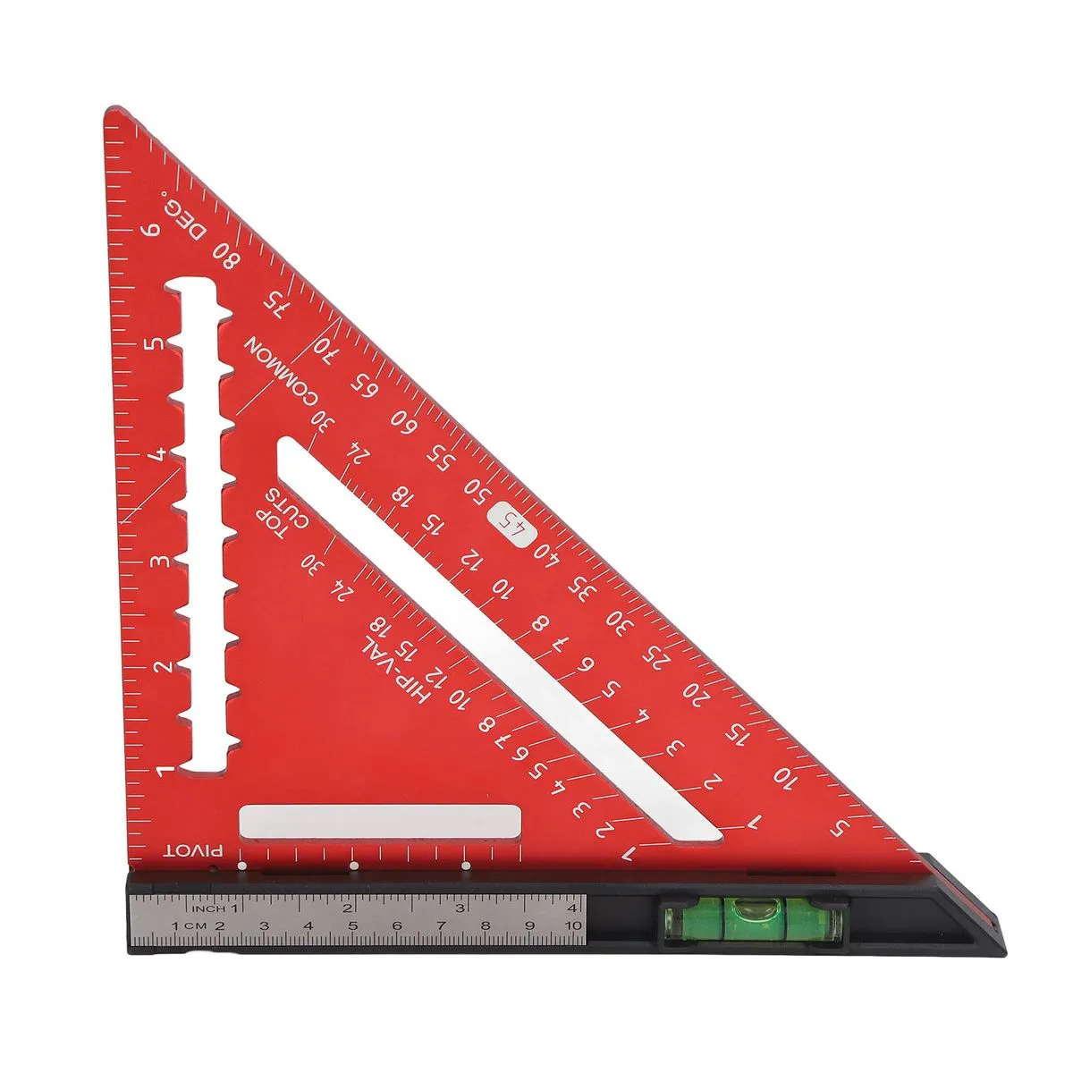 Red 7Inch Rafter Square with Level for Carpentry