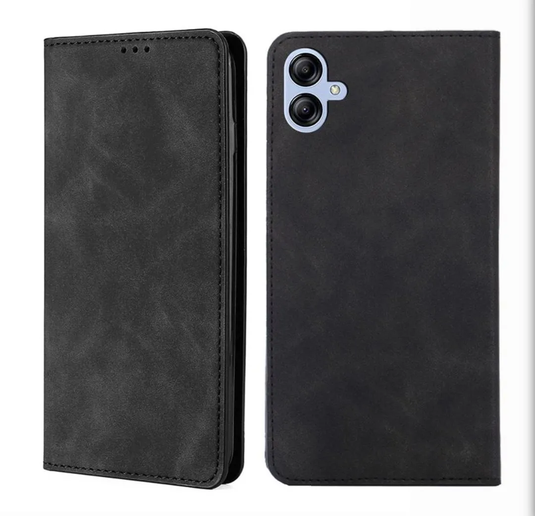 Compatible with Samsung A04E Magnetic Leather Flip cover - Black