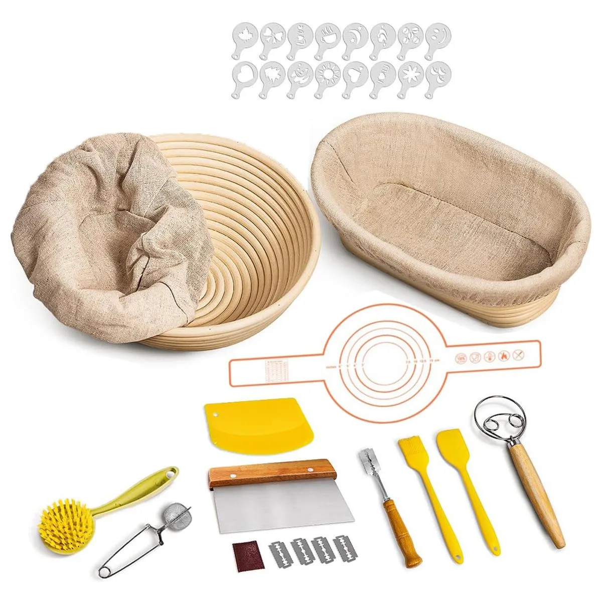 Bread Banneton Proofing Basket Set Sourdough Making Tool Kit with Liner