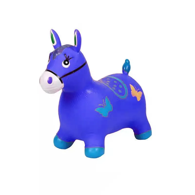 Children's PVC inflatable bouncy horse toy - Blue