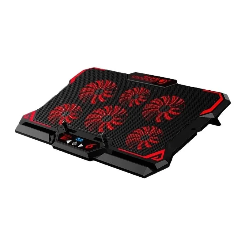 17-Inch Gaming Laptop Cooler with Six Fans, LED Screen, and Two USB Ports