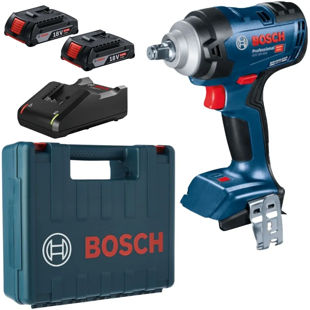 Bosch - Cordless Prof. Impact Wrench with 2 x 2.0Ah Batteries & Charger