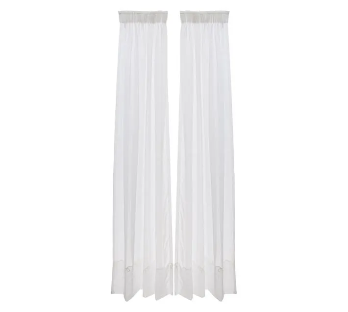 2 x Cornely Voile Taped Curtains white