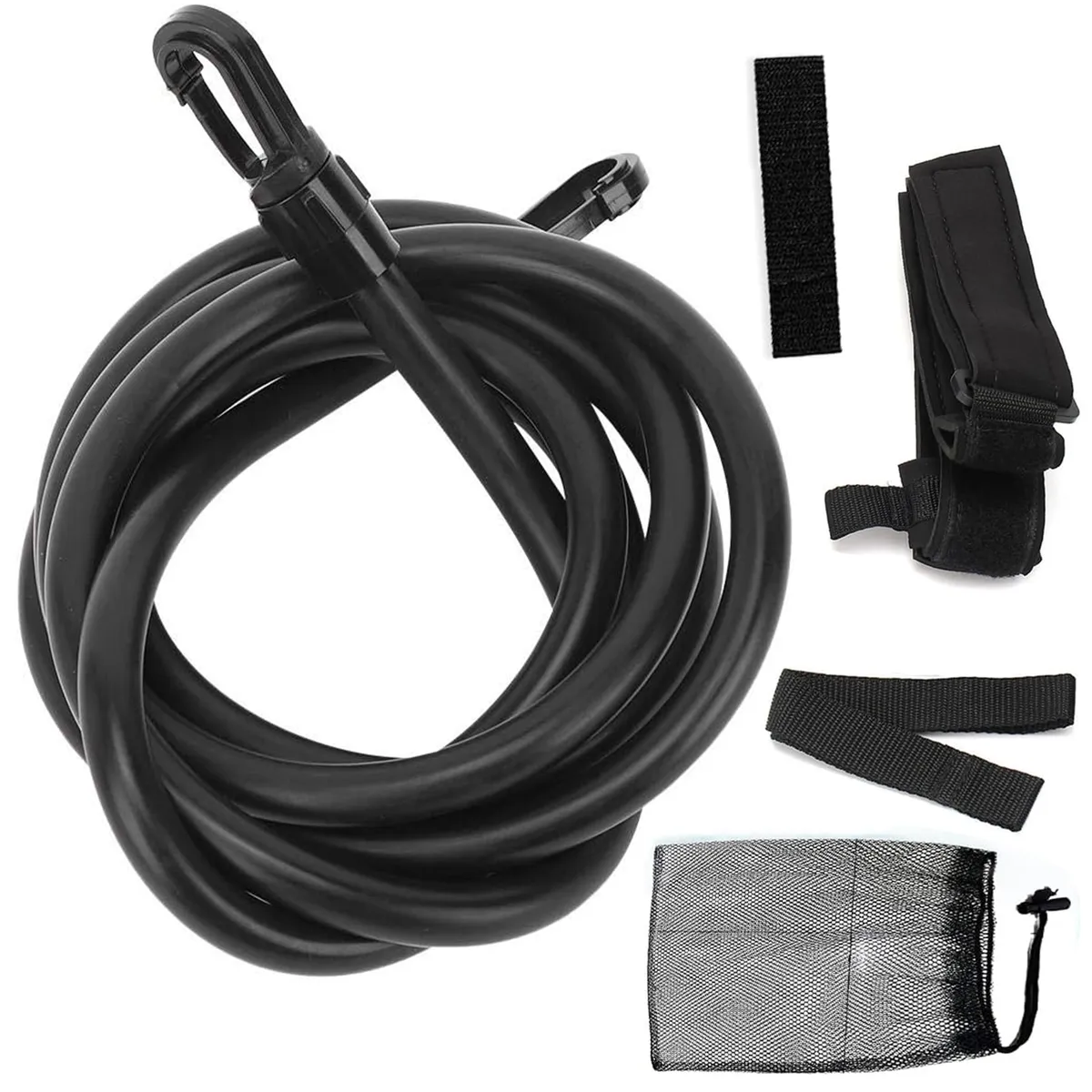 Swimming Training Belts 4M Swim Tether Swim Resistance Belt Pool Harness - Black