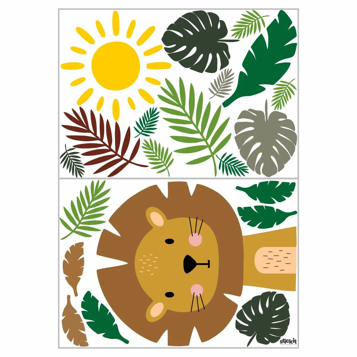 Lion in Leaves Wall Stickers