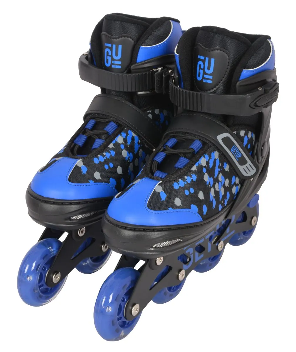GetUp Junior Adjustable Light-Up Inline Skates - Black/Blue