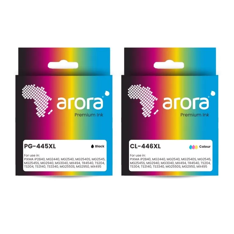 ARORA 445XL Black and 446XL Tri-Colour Compatible Ink Cartridge Multipack