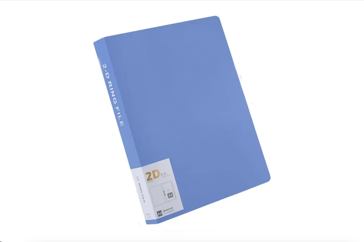 2PCS A4 Binder Folder 2-ring File Binder File Folder Cover Office Organizer - Blue