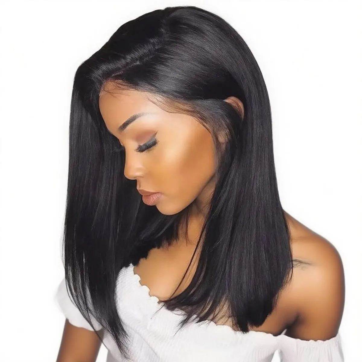 BlackIn Vietnamese Human Hair Straight Weave 13x4 Full Frontal Bob Wig 14In