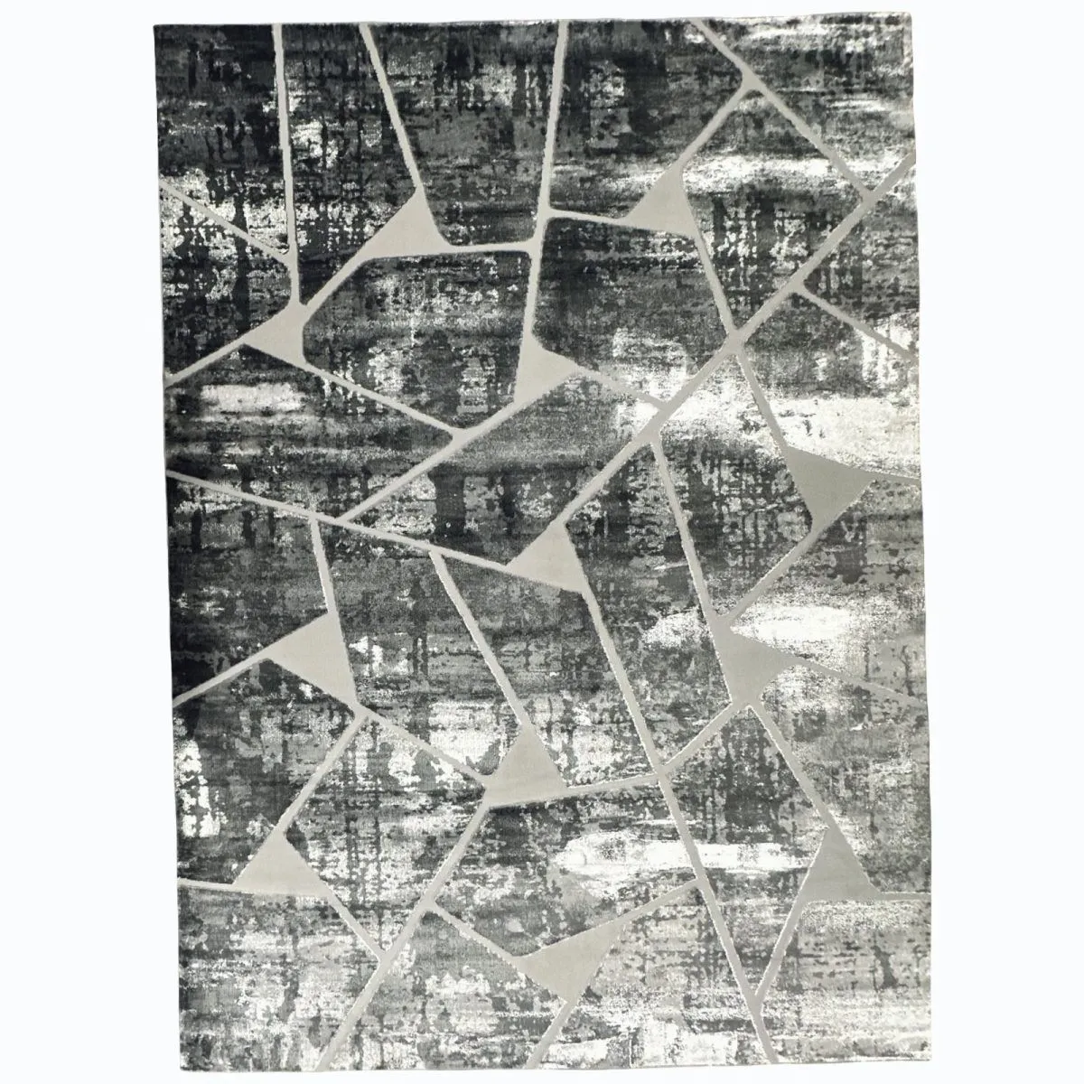 Modern-Patterned Grey Machine-Made Large Premium Turkish Area Rug 350x250cm
