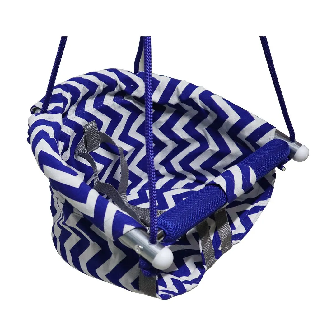 Baby Canvas Swing with Cushion for Indoor and Outdoor - Blue