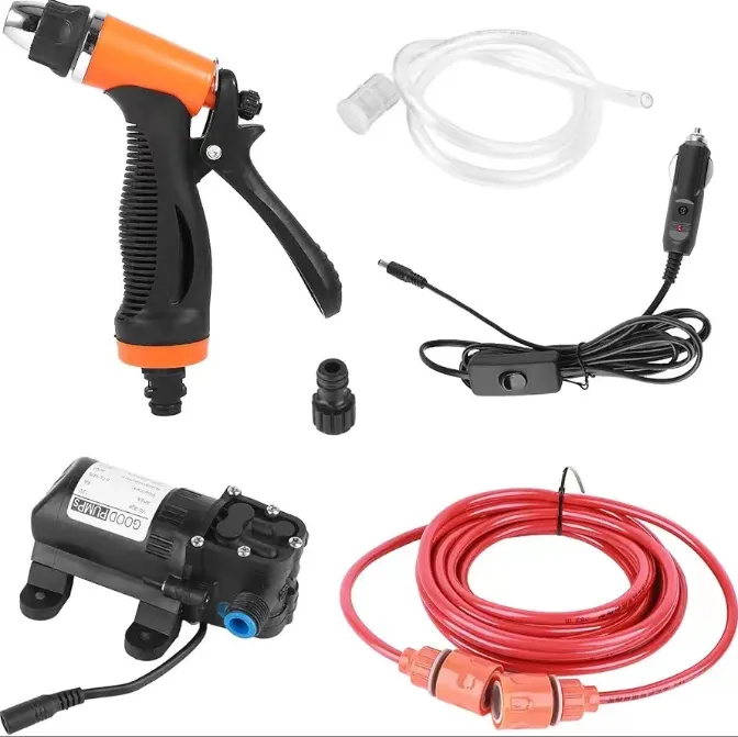 12V pressure water pump with spray gun, portable electric car washer, 100W