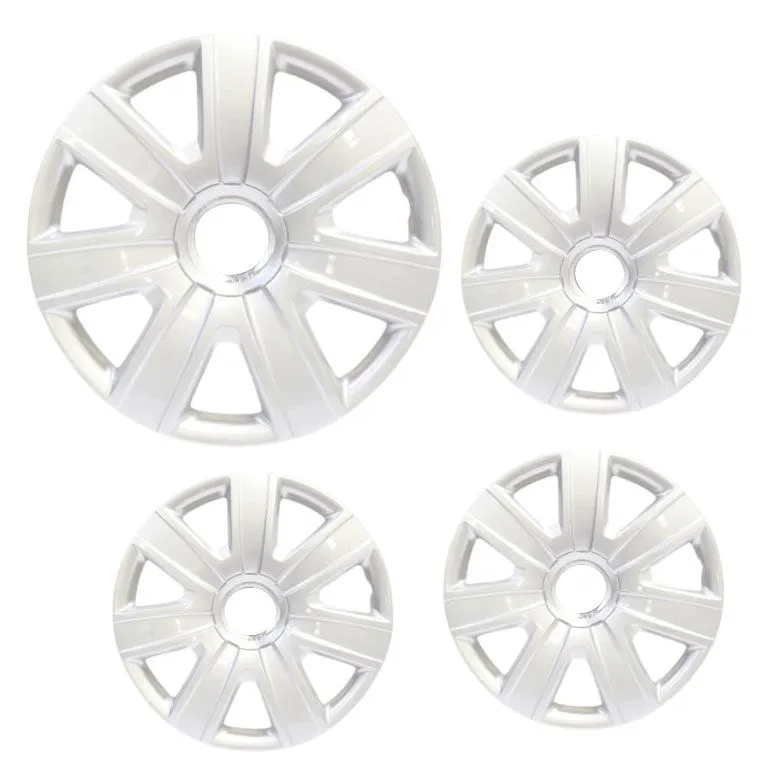 14" Wheel Hub Caps Compatible with VW Polo 6R - Set of 4 - Silver