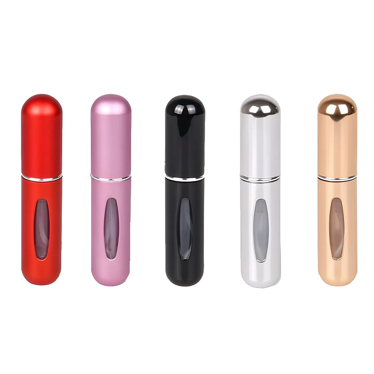 5 Pack 5ml-Perfume Spray Mini Pocket Bottle - red+pink+black+sliver+gold