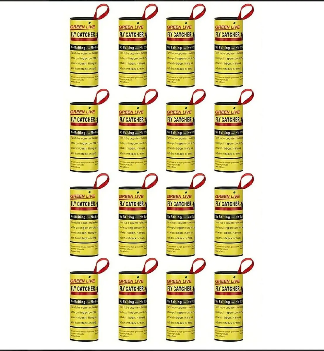 Fly Catcher Trap Sticky Ribbon for Indoors/Outdoor - 16 Pieces
