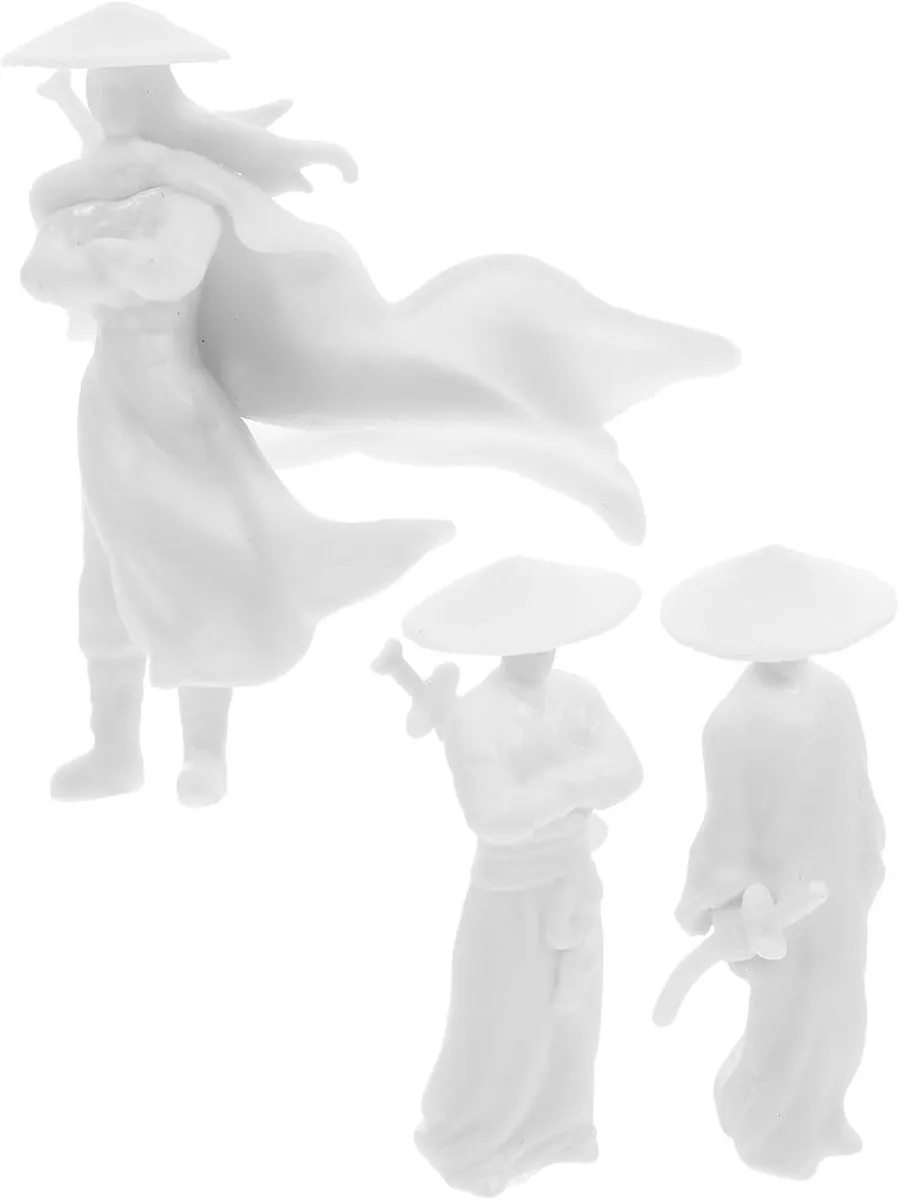 Hand-Painted White Cloak Sword Martial Arts Figurines For Zen Garden