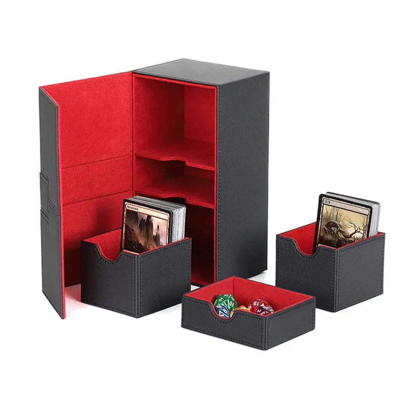 Card Deck Boxes Holds 200+ Card Carrying Organiser Case Black & Red