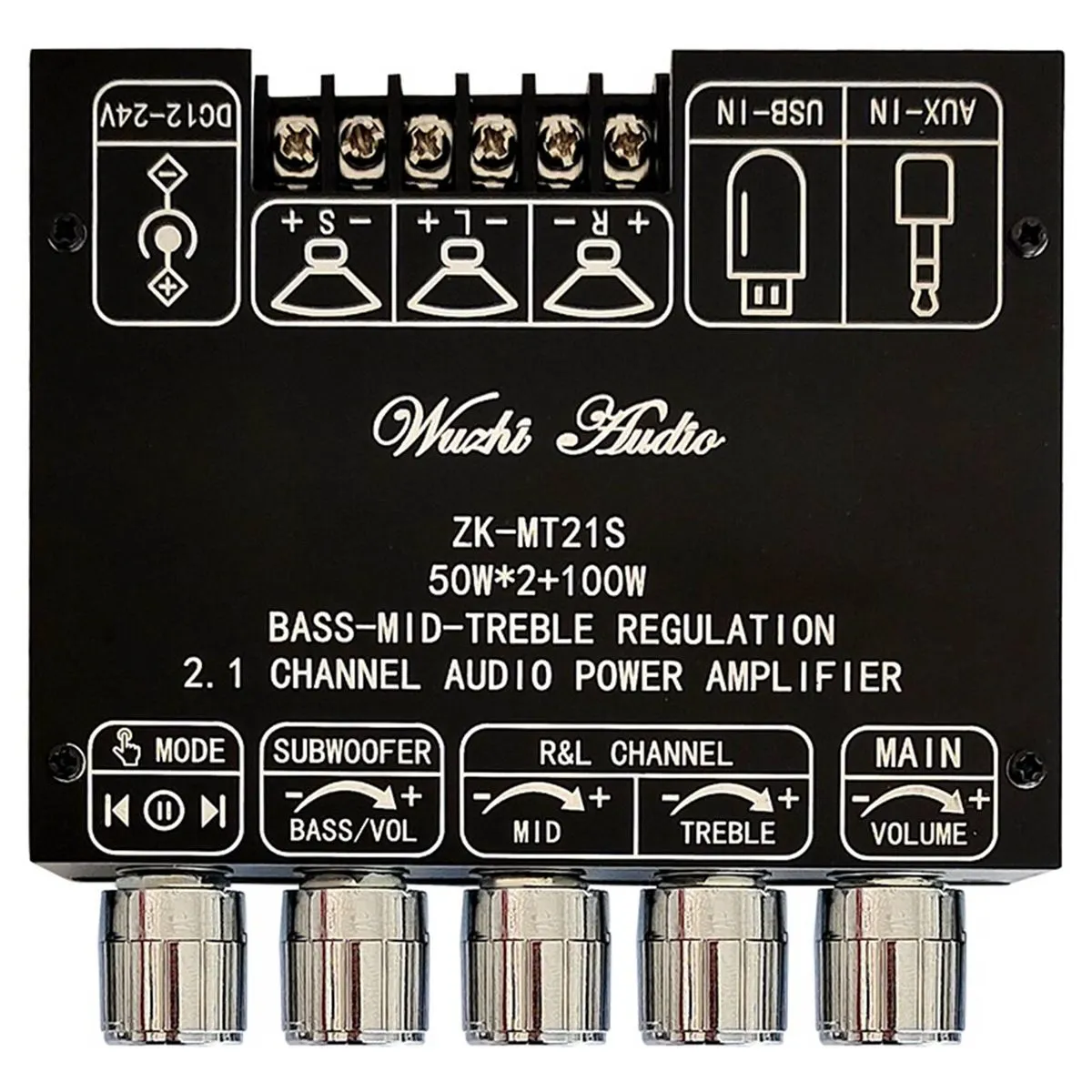 ZK-MT21S 2x50W+100W 2.1 Channel Digital Power Amplifier Board