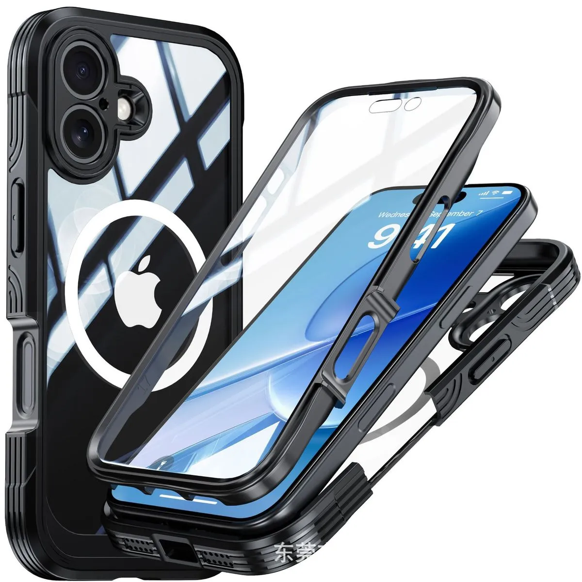 Magnetic Full Body Protection Phone Case Compatible With iPhone 17 - Black