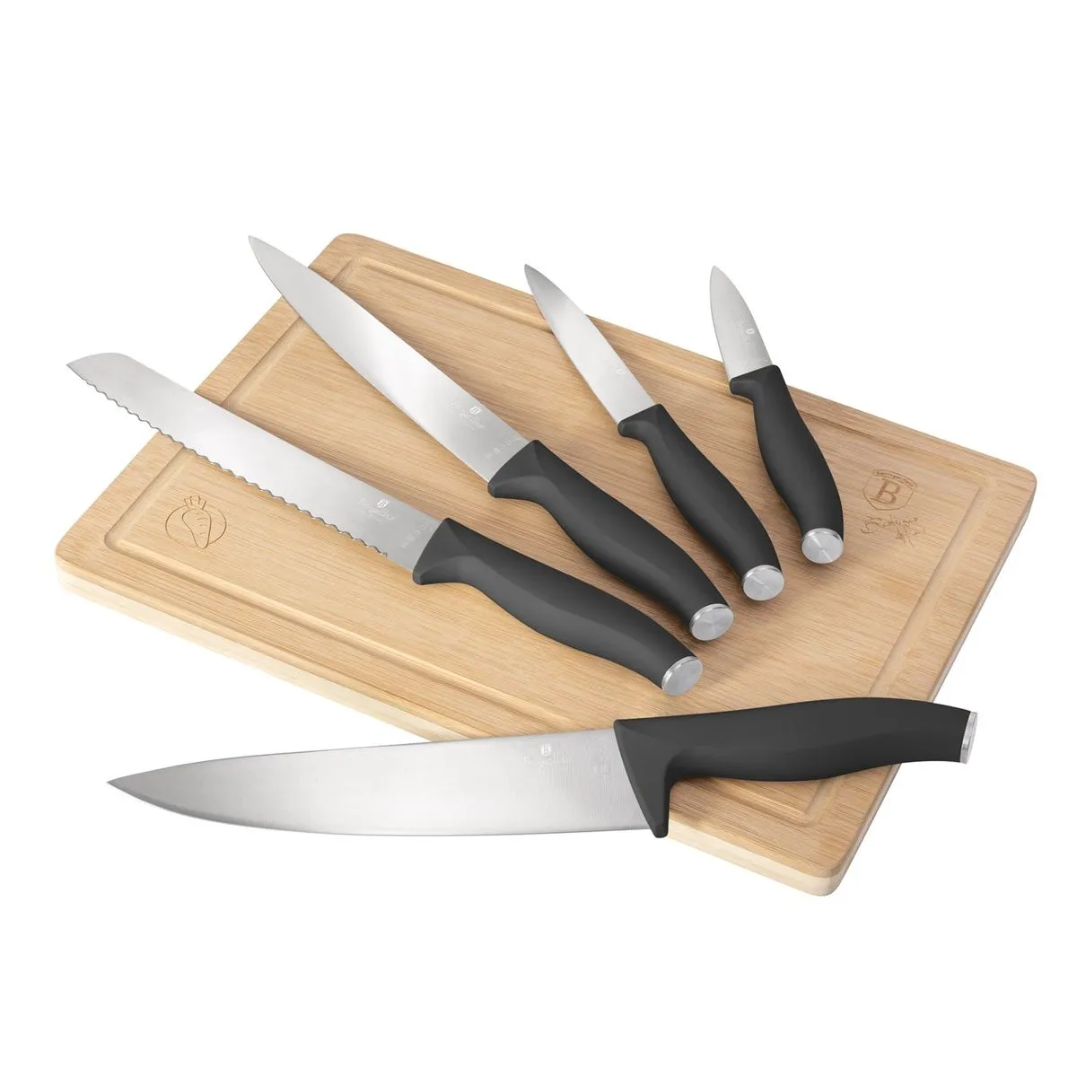 Berlinger Haus 6-Piece Knife Set with Bamboo Cutting Board - Anthracite