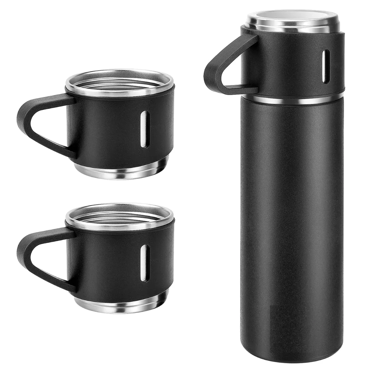 Thermal Insulated Travel Flask Set - Black