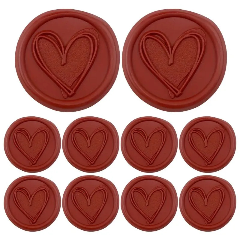 Burgandy Heart Self Adhesive Ready Made Wax Seals - 10 Pack