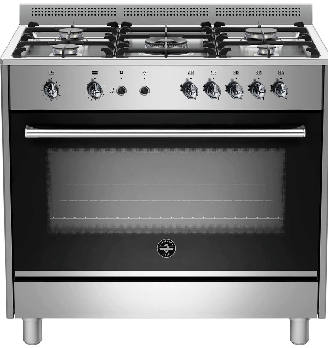 La Germania Rustica Full Gas Stove 5 Gas Burner Gas Oven & Gas Grill Steel