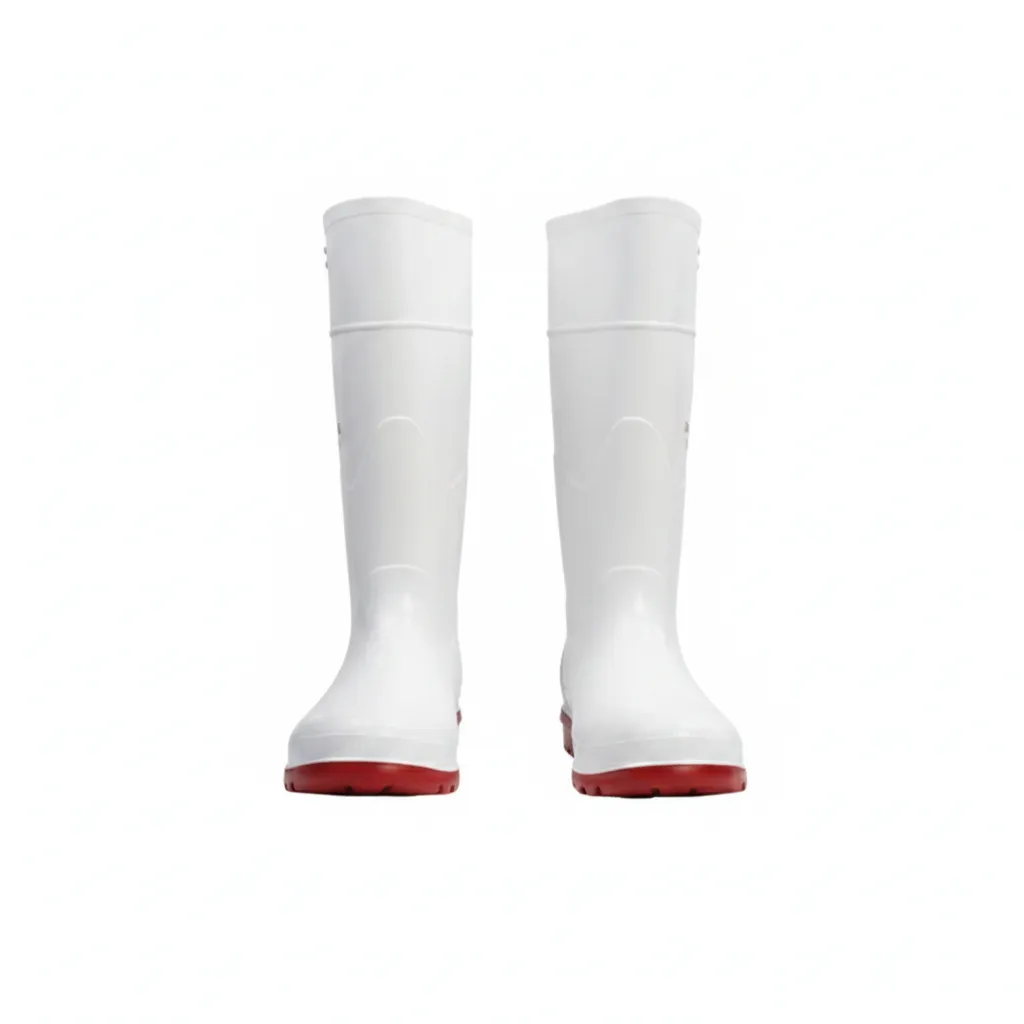 White and Red Gumboots S7 - Waterproof Heavy-Duty Footwear - 2 Pack