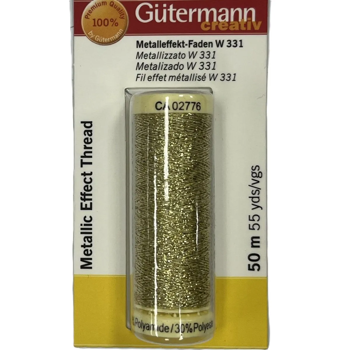 Gütermann Metallic Effect Sewing Thread (1x50m) Gold | Silver - Gold