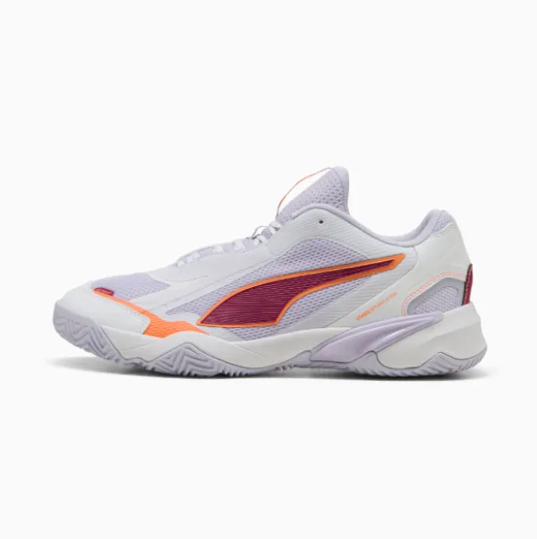 Puma Unisex Solarstrike W+ 4 Indoor Court Shoes - White/Heat Fire/Lilac