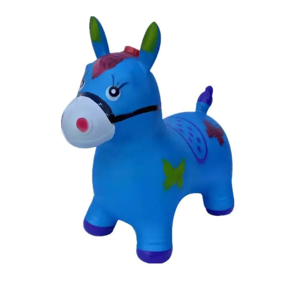 Inflatable Bouncy Horse For Children, Indoor And Outdoor Bouncy Ride - blue