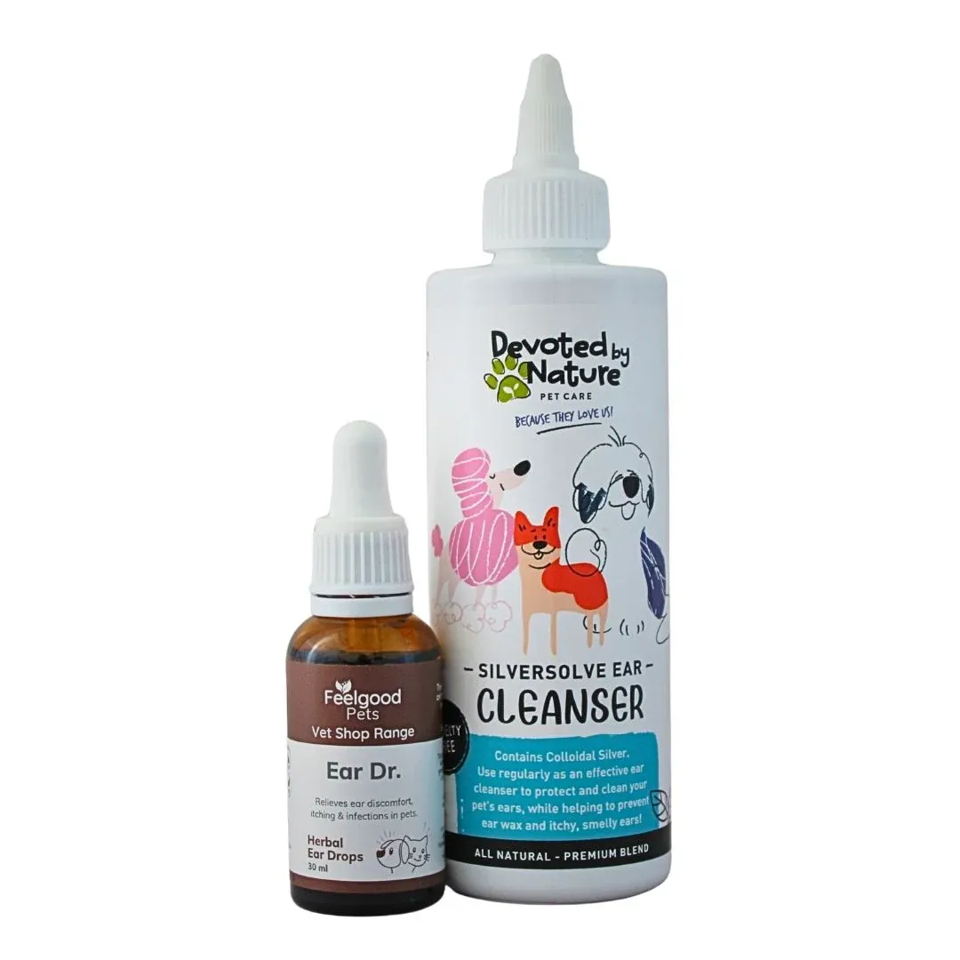 Pet Ear Combo Pack: Ear Dr (30ml) + SilverSolve Ear Cleanser (200ml)