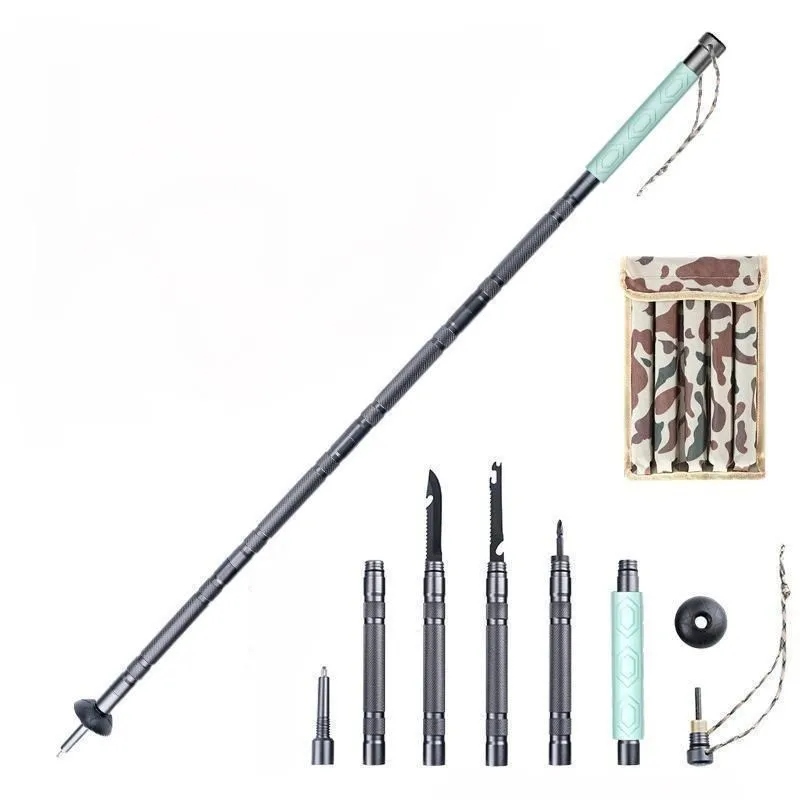 Aluminum Alloy Multi-Functional Hiking Stick - Glow-in-the-Dark Handle