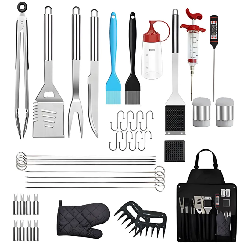 41Pieces Stainless Steel Grilling Accessories Braai Tool Kit with Apron