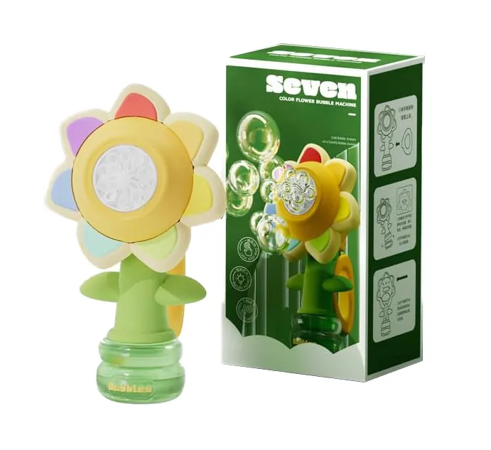 Rechargeable Sunflower 3 Modes Bubble Guns for Kids,Bubble Machine With Led