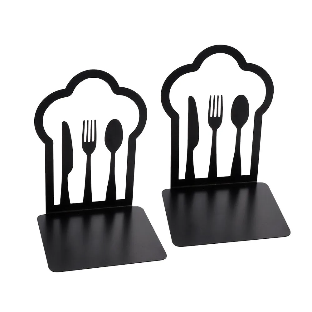 2 Pieces/Pair Cloud Cutlery Shape Metal Bookend for Books CDs Stand Holder