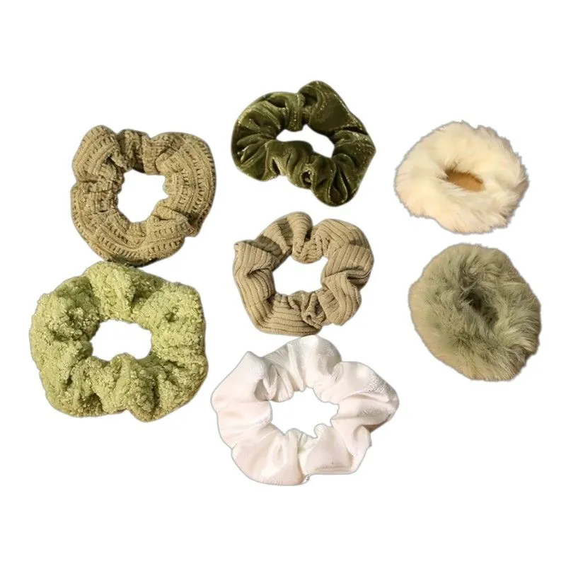 Velvet and Plush Hair Scrunchies - 7-Pack