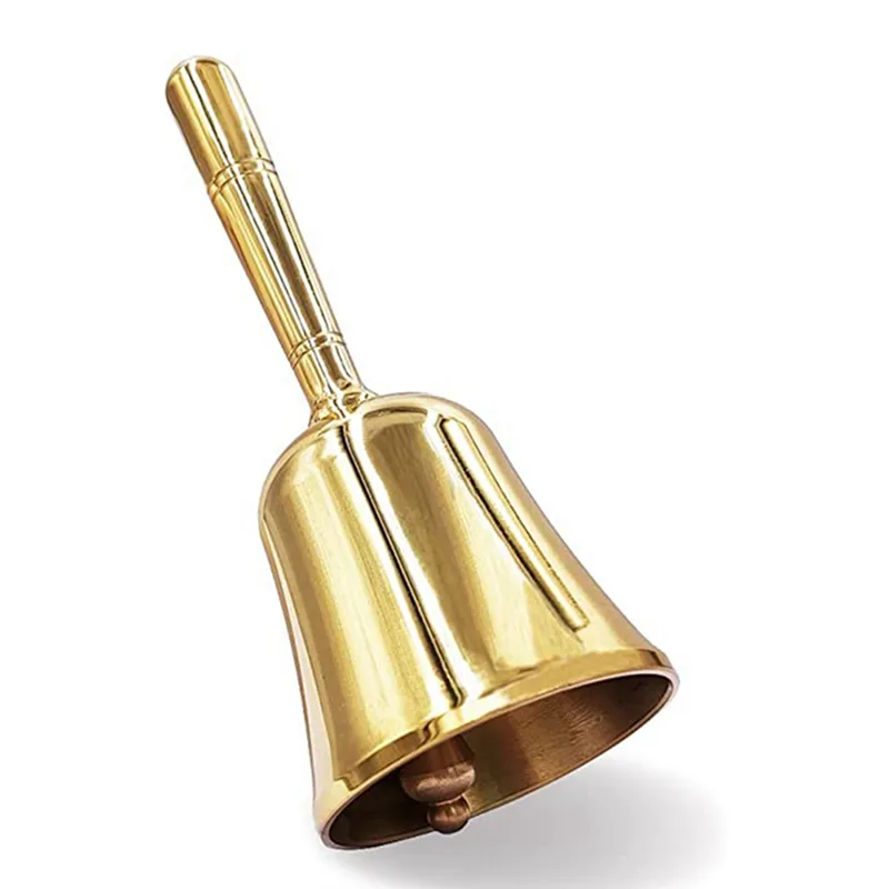 Super Loud Hand Barking Bell Solid Brass Dinner Bell Gold