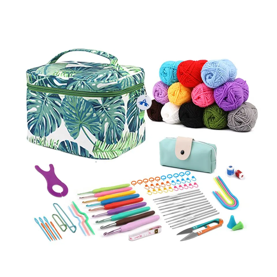 87 Piece Crochet Needles Set with Yarn Balls Crochet Hooks Accessories