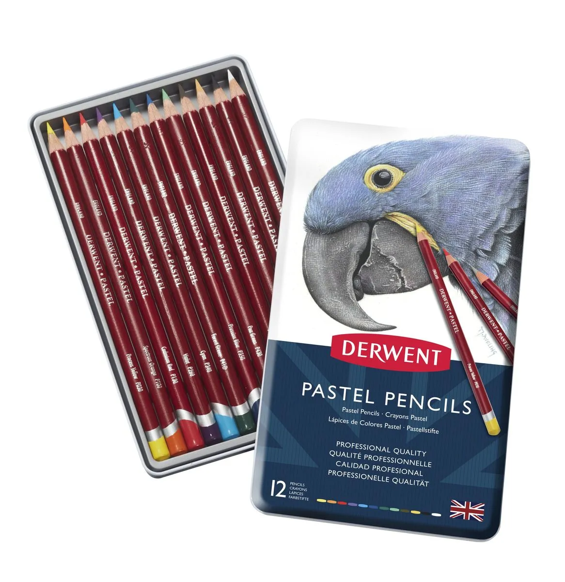 Derwent Pastel Pencils - Tin of 12 in Assorted Colours