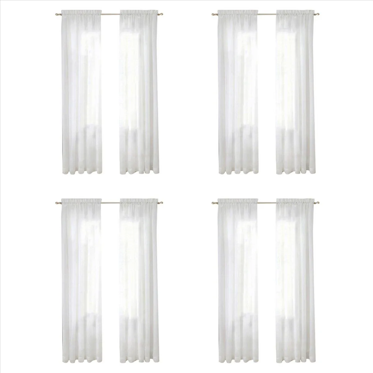 Window White Sheer Curtains 90 Inches Long 2 Panels