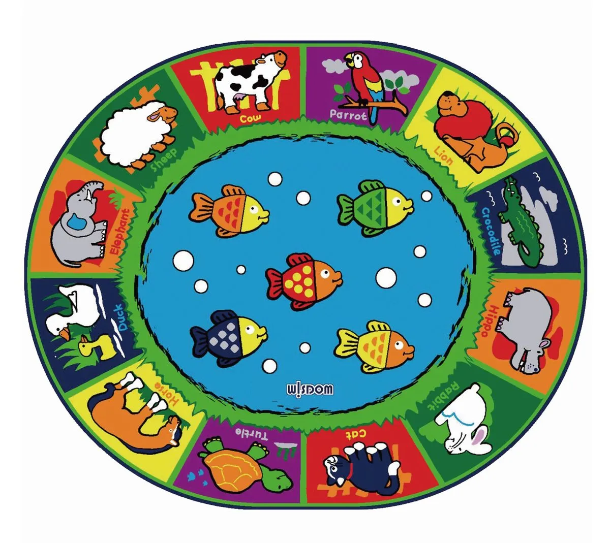 Kids Non-Slip Animals Educational Carpet 240 x 200cm -Classroom & Play Rug