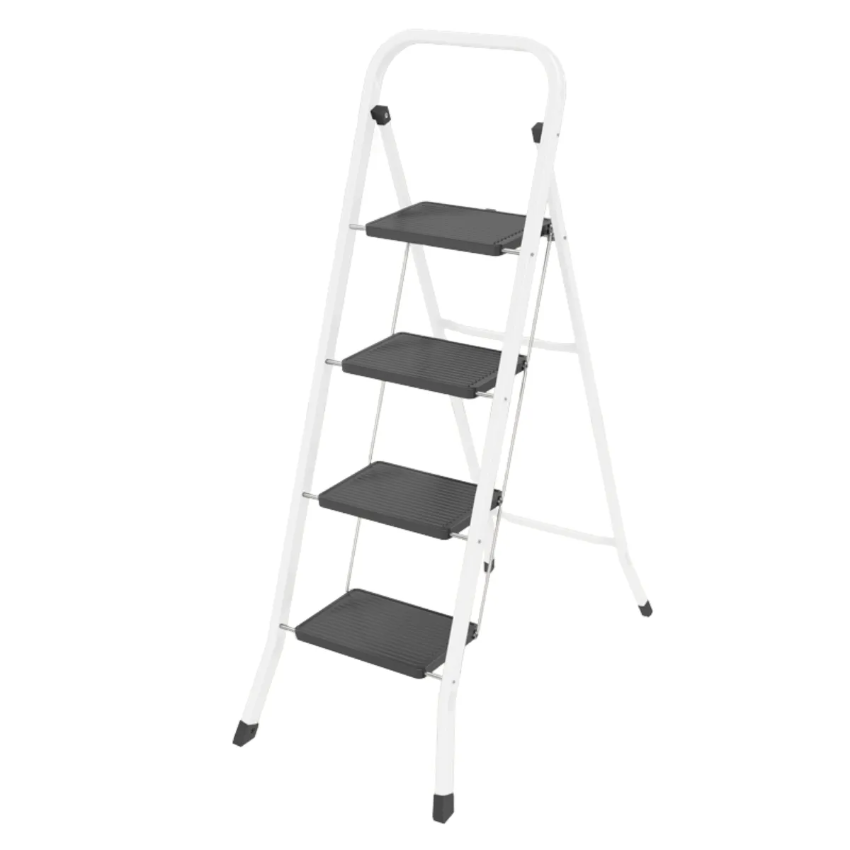 Anchor 4-Step Folding Wide Anti-Slip Steel Ladder - White
