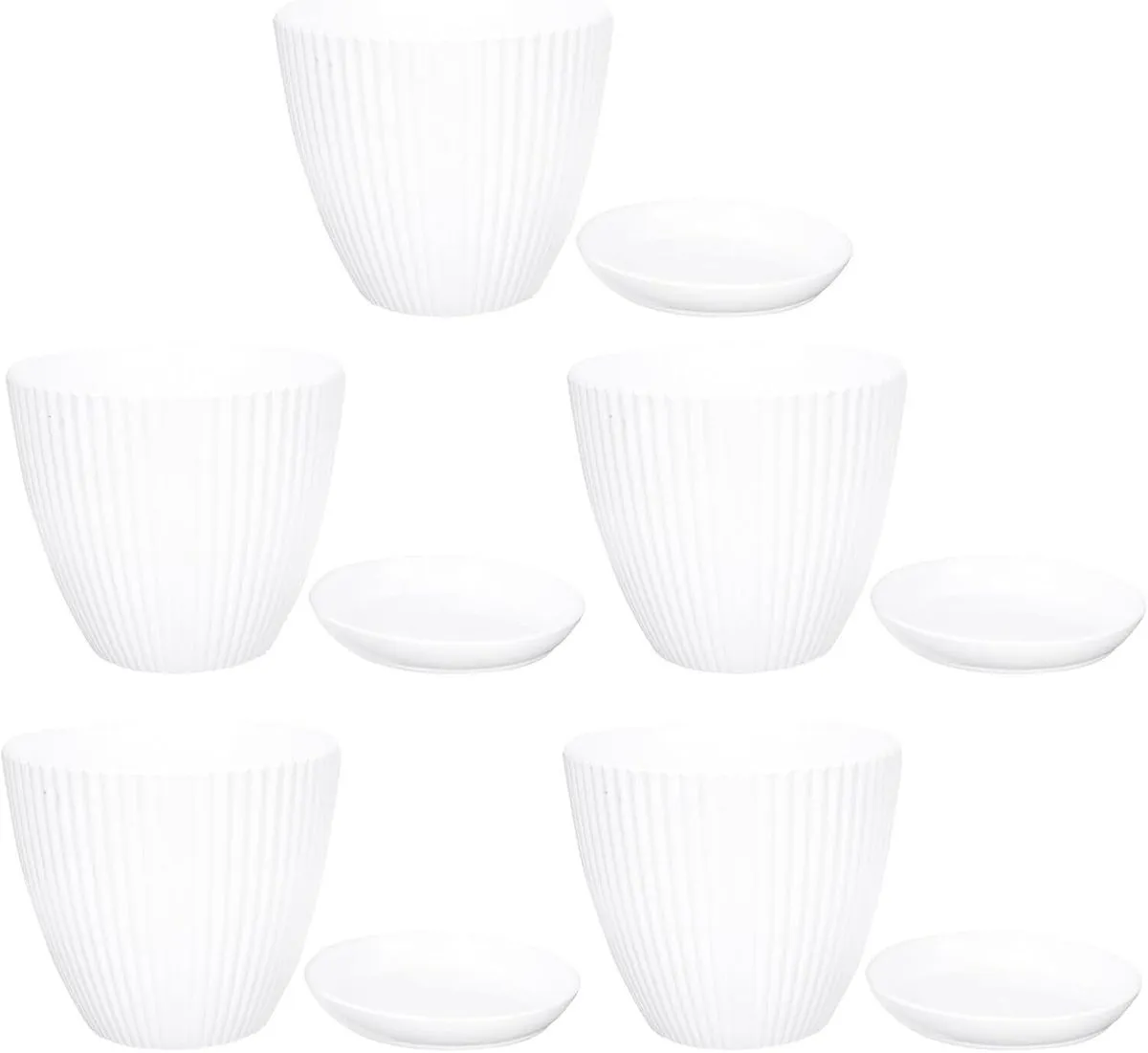 Ivory White Plastic Flower Pots with Drainage Tray for Indoor Outdoor Gard