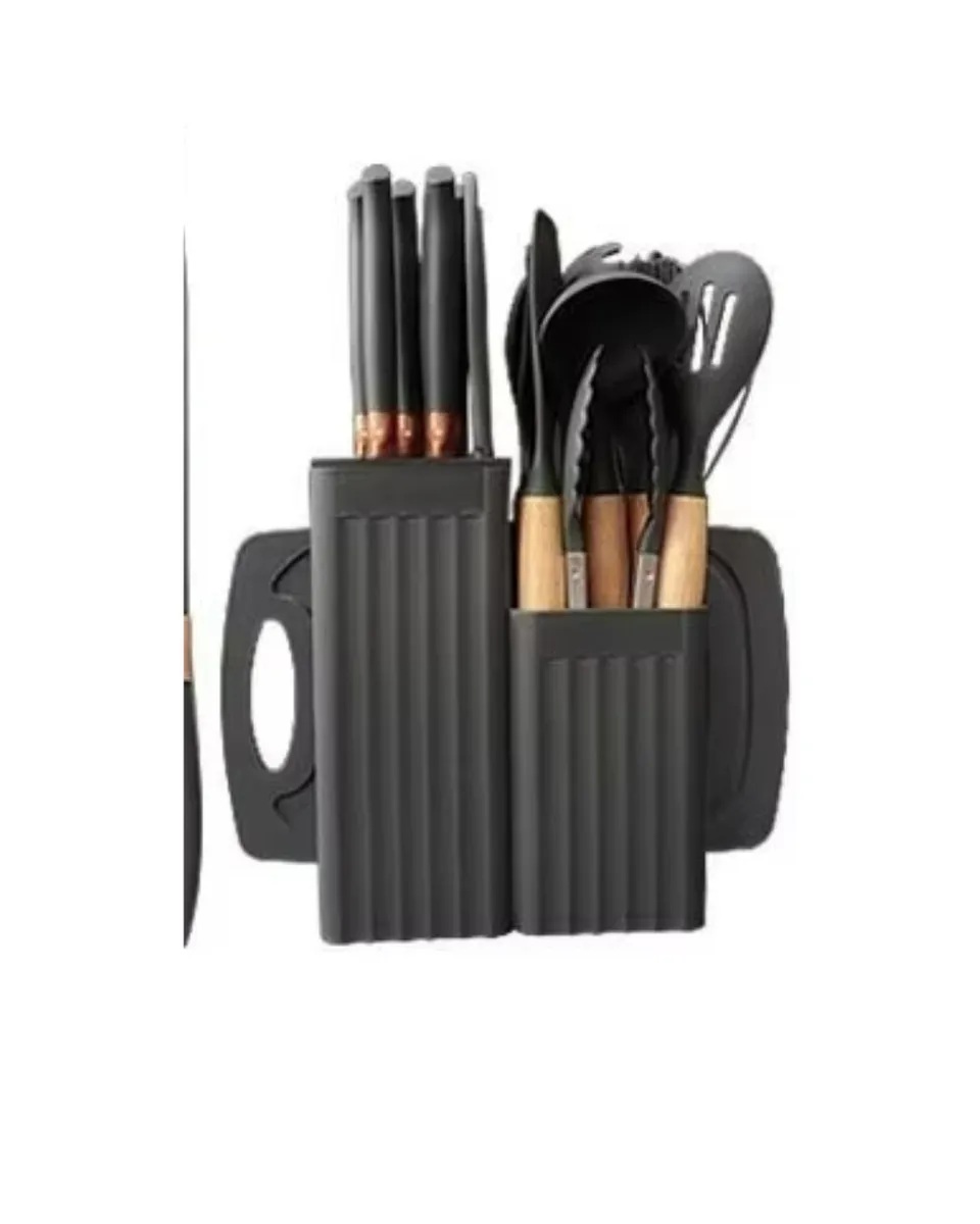 EasyChef 19-Piece Silicone Kitchenware Set Non-Stick,BPA-Free Cooking Tools - Black