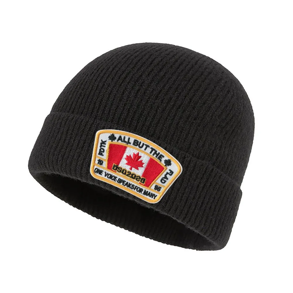 Canadian flag Unisex Beanie for Men and Women Knit Hat Winter Beanies - Black