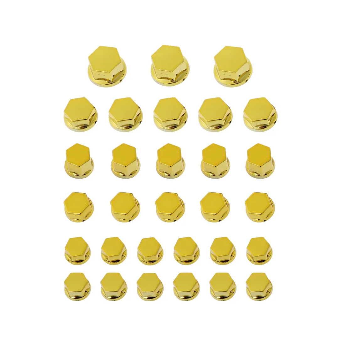 Motorcycle Plastic Bolt Cap Covers - 30 Piece - Gold
