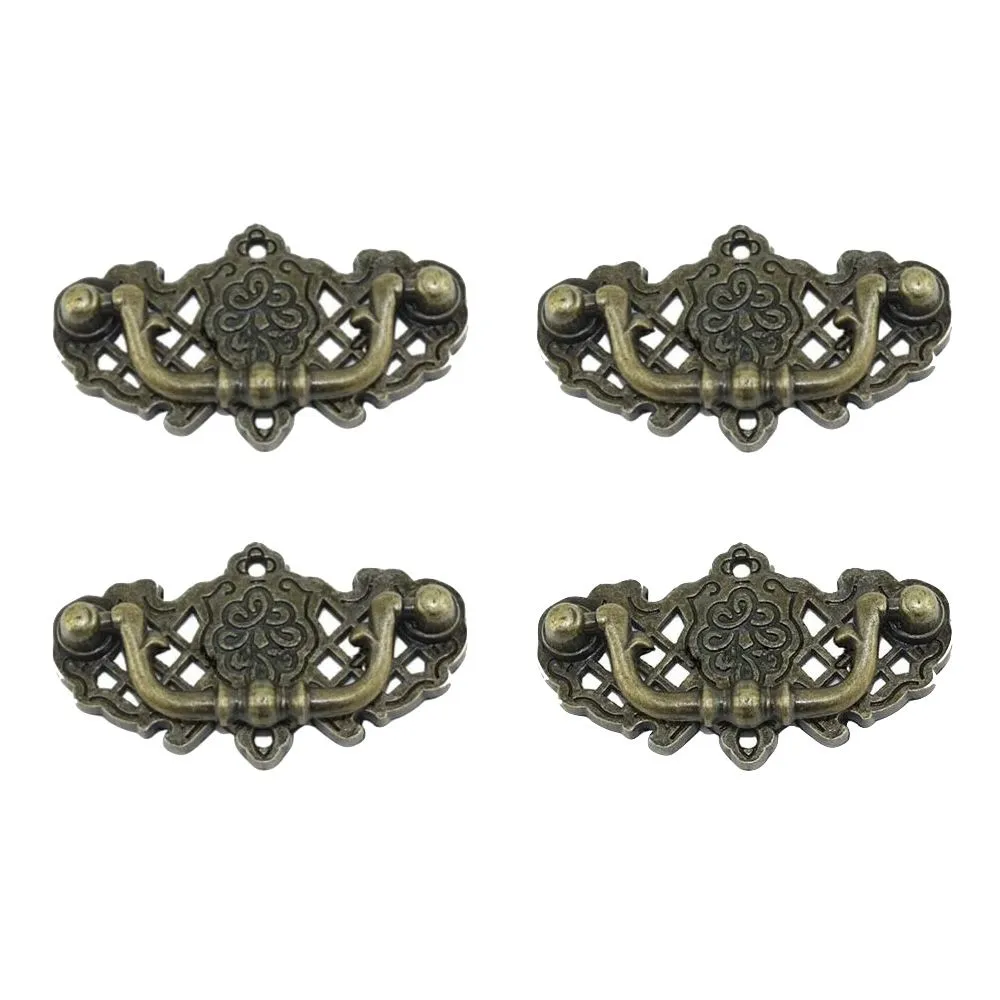 Craft Antique Brass Vintage Cabinet Retro Knob Handles Set Of 4 -6.7
