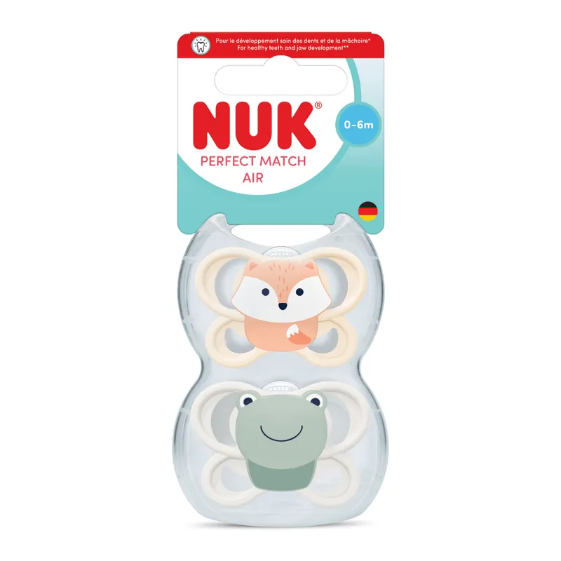 NUK Perfect Match Air Mini Soother Fox and Frog 0-6 months